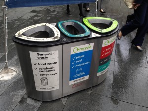 recycling bins in Central London