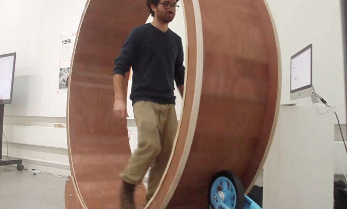 Giulio on the Human-sized Hamster Wheel