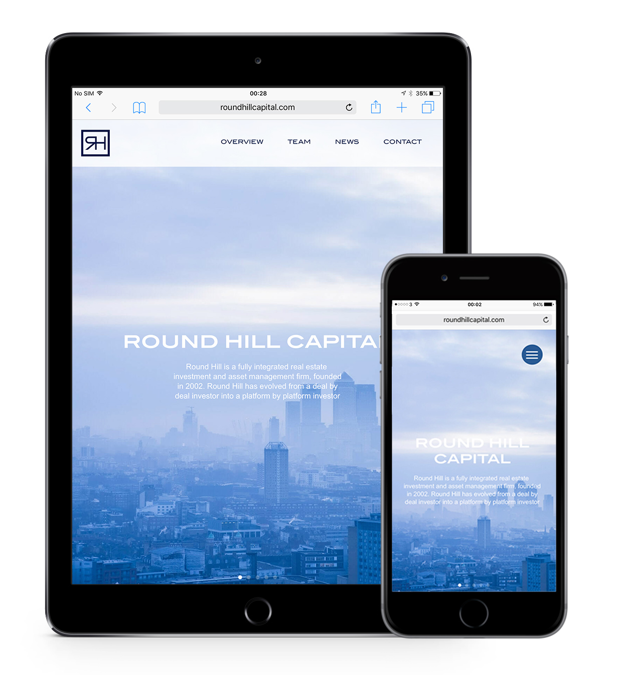 Round Hill Capital - Devices mockups
