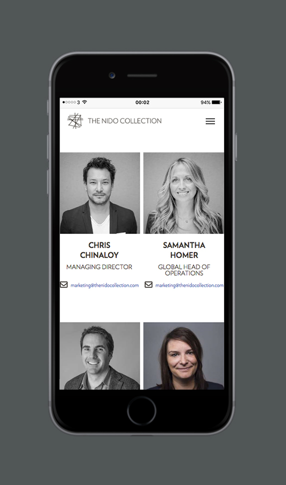 The Nido Collection Website Team Mobile