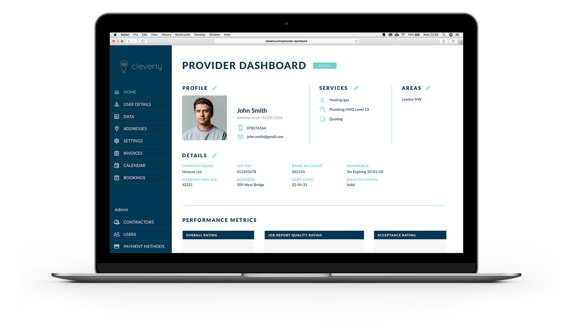 laptop_mockup_cleverly_dashboard Cleverly dashboard mockup on Macbook Pro